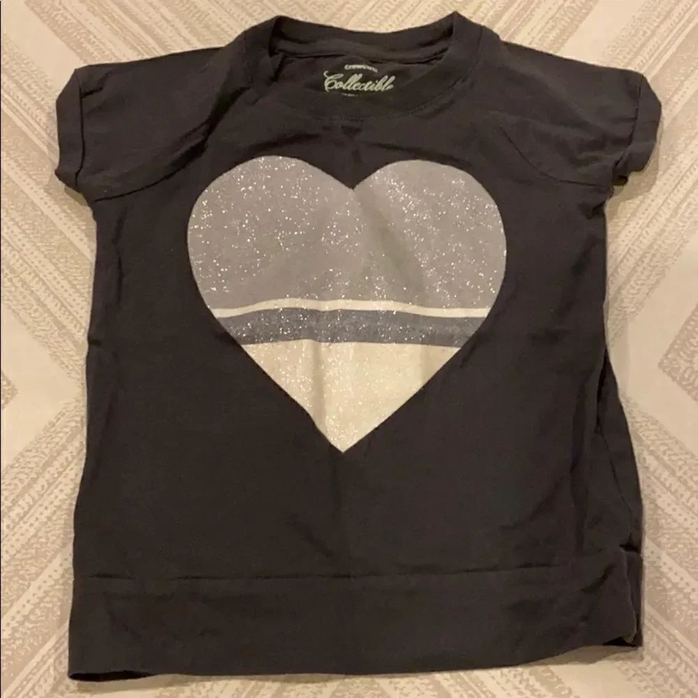 Crewcuts Grey Short-sleeve Girls Top Glitter Heart
